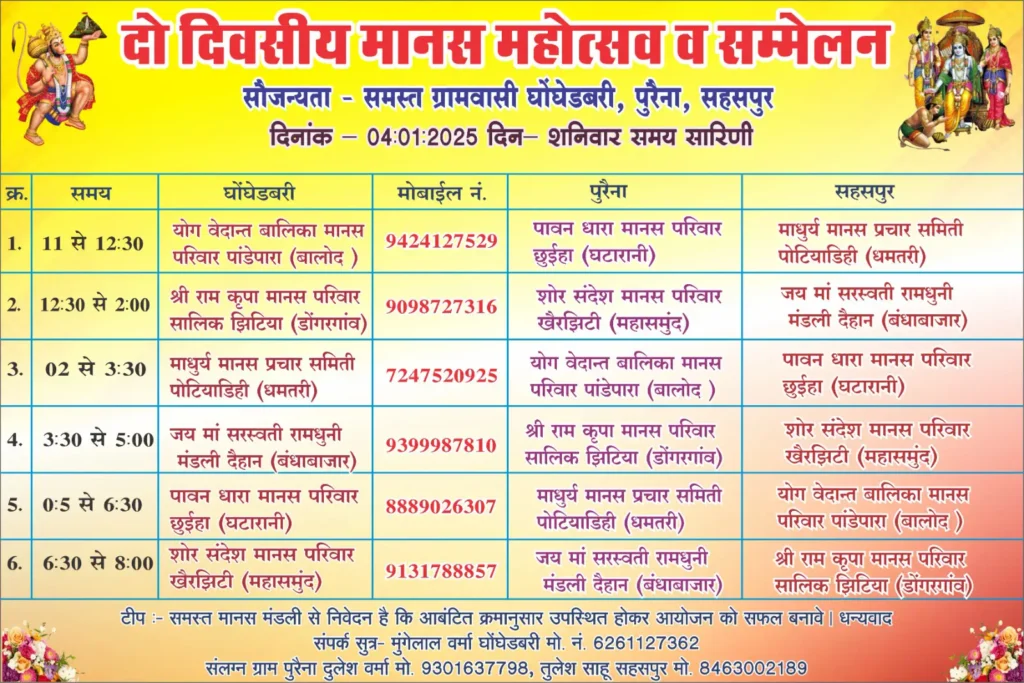 manas mahotsav and ramayan sammelan ghonghedabri 